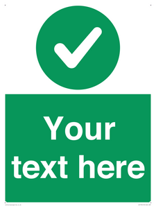 Custom green background, green circle with tick